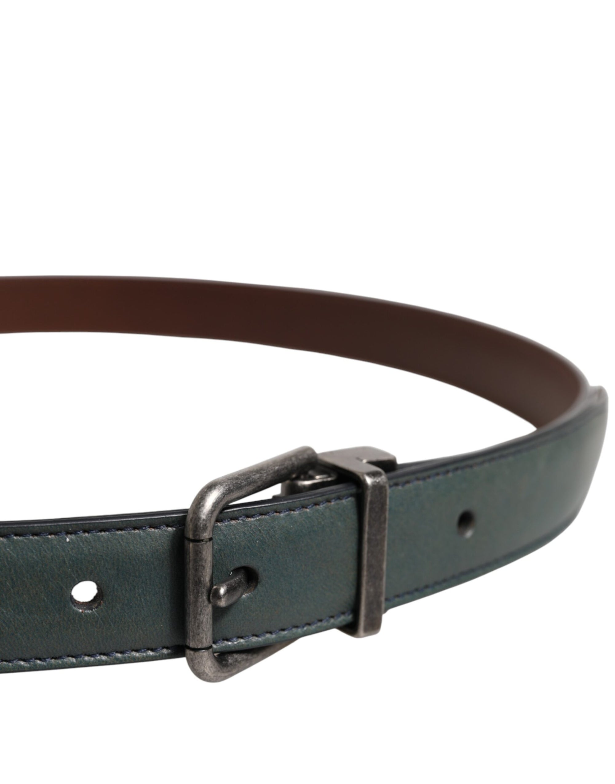 Ceinture classique en cuir vert Dolce & Gabbana avec boucle en métal