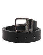 Ceinture classique en cuir noir Dolce & Gabbana avec boucle en métal