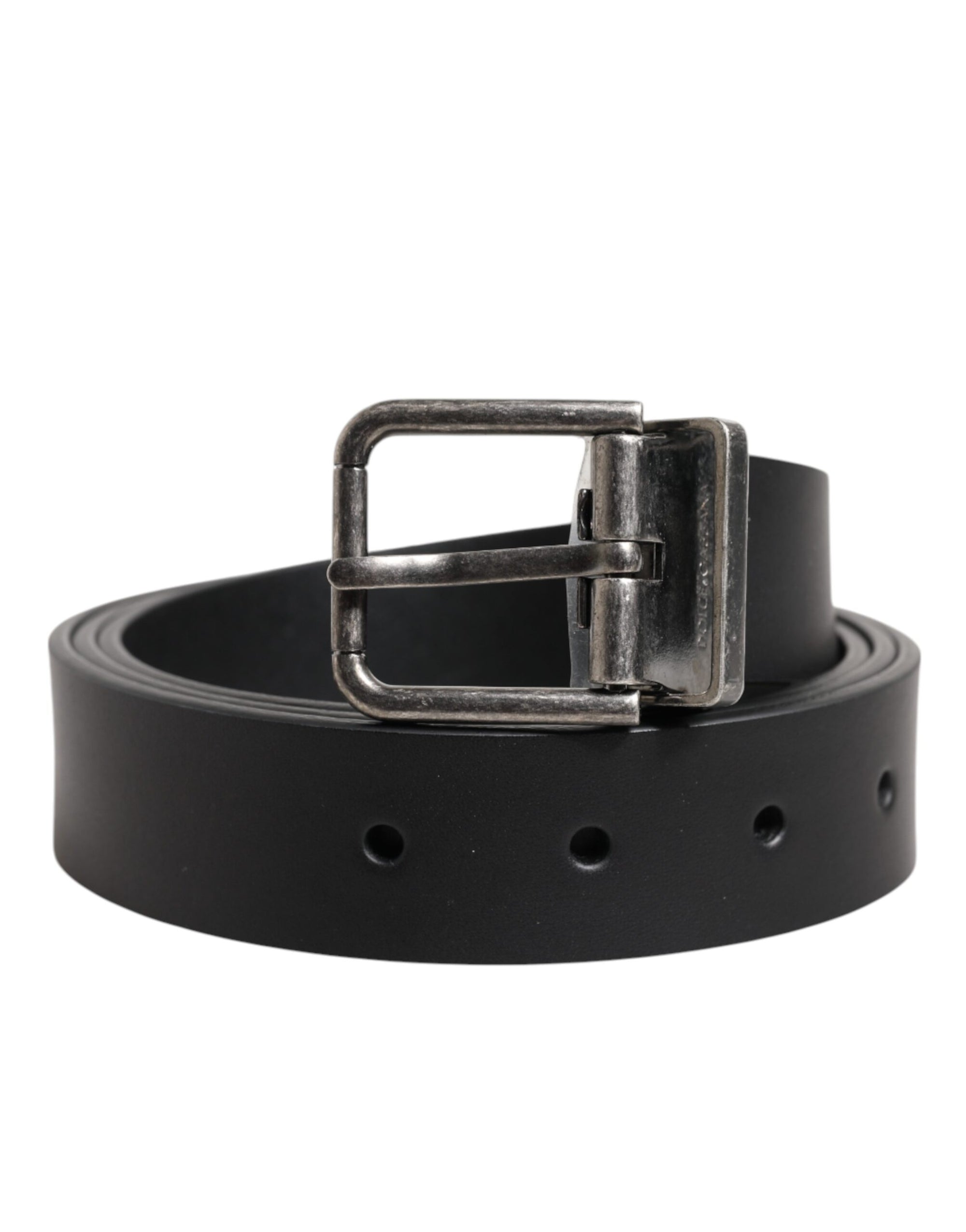 Ceinture classique en cuir noir Dolce & Gabbana avec boucle en métal