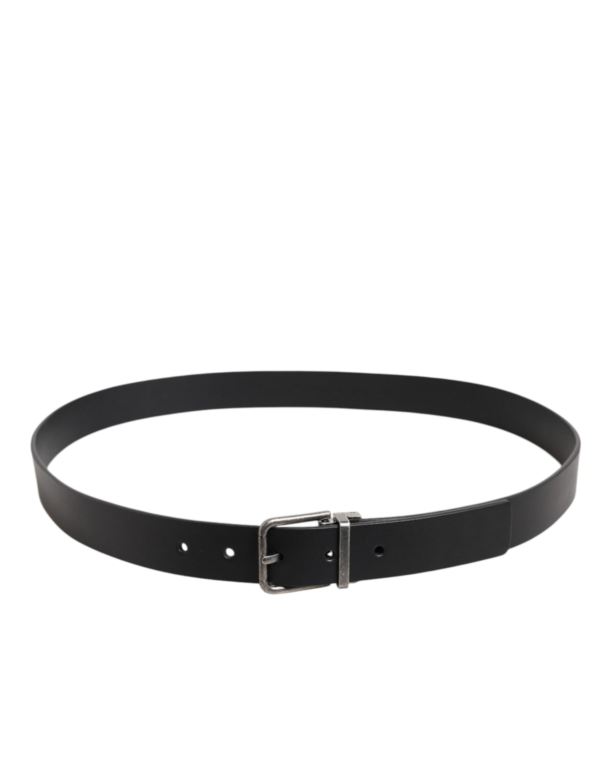 Ceinture classique en cuir noir Dolce & Gabbana avec boucle en métal