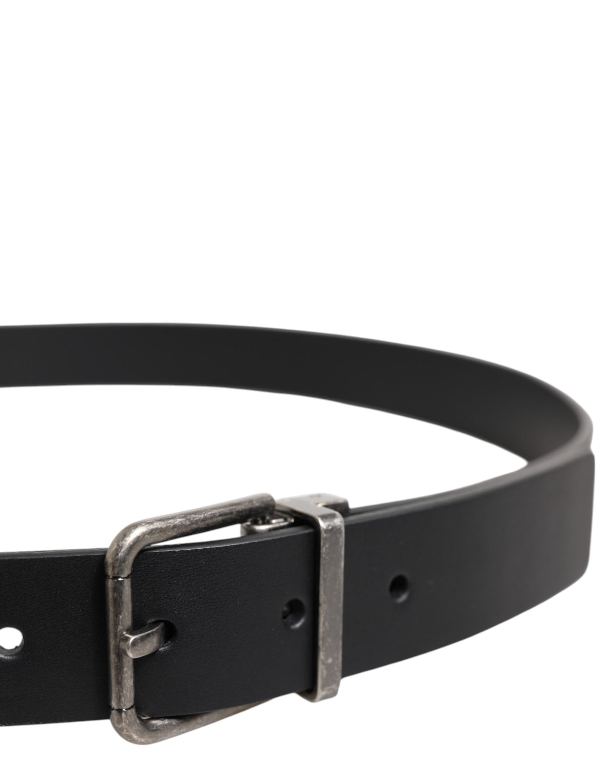 Ceinture classique en cuir noir Dolce & Gabbana avec boucle en métal