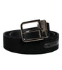 Ceinture Dolce &amp; Gabbana en coton noir avec boucle en métal argenté