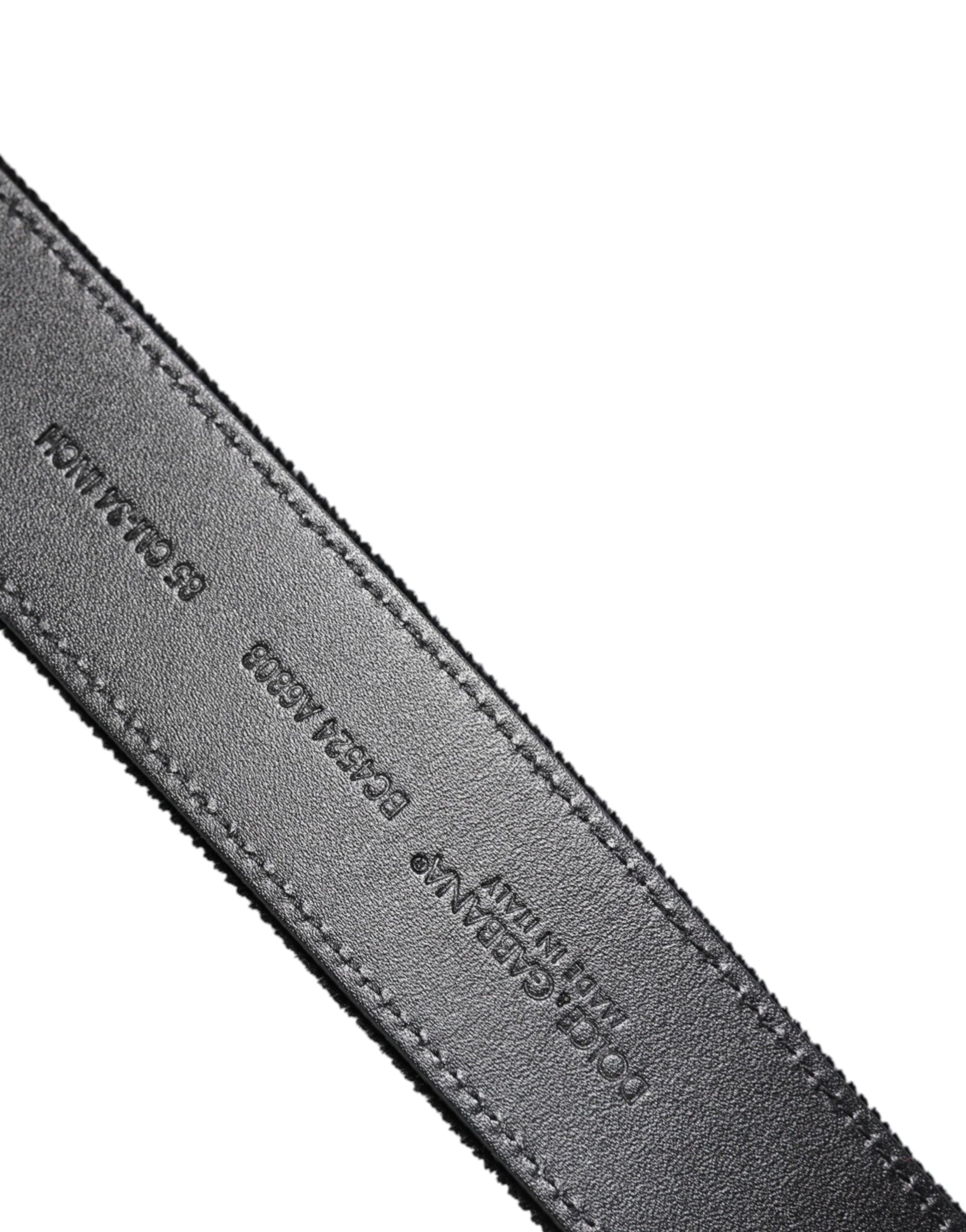 Ceinture Dolce &amp; Gabbana en coton noir avec boucle en métal argenté