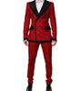 Dolce & Gabbana Red Floral Jacquard Double Breasted 2 Pc Suit