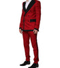 Dolce & Gabbana Red Floral Jacquard Double Breasted 2 Pc Suit