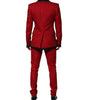 Dolce & Gabbana Red Floral Jacquard Double Breasted 2 Pc Suit