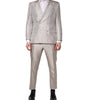 Dolce & Gabbana Light Gray Jacquard Silk Dotted 2 Piece Suit