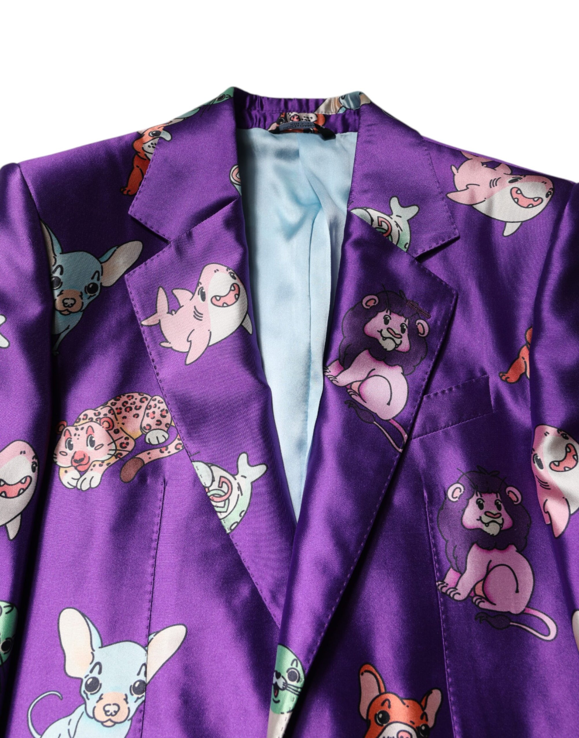 Costume 3 pièces Dolce & Gabbana en soie violette à imprimé animal