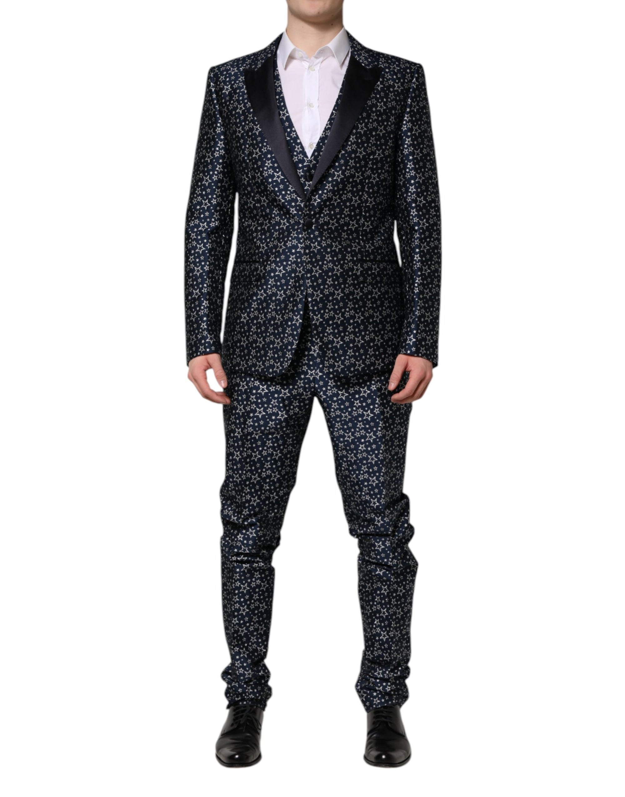 Costume 3 pièces Dolce & Gabbana bleu MARTINI Star Jacquard