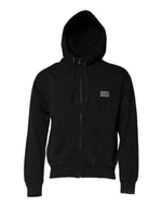 Dolce &amp; Gabbana Black Logo Full Zip Hooded Men Sweatshirt Sweater