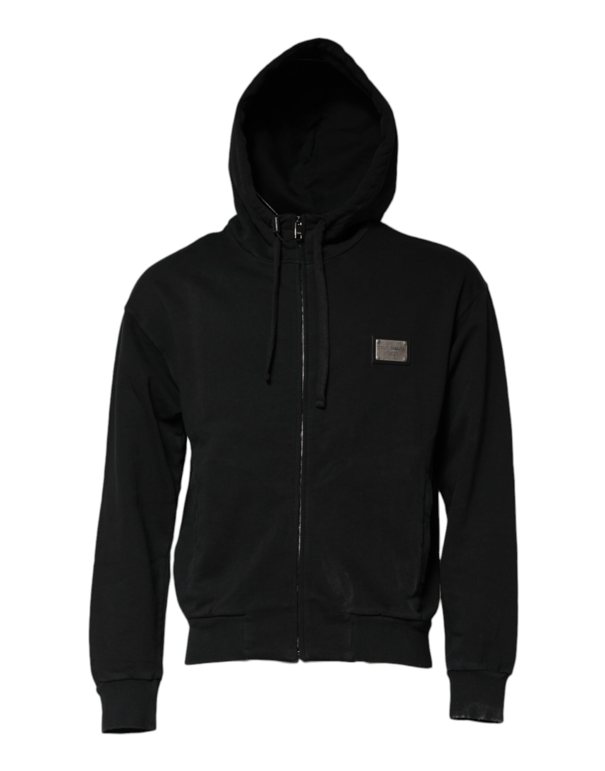 Dolce &amp; Gabbana Black Logo Full Zip Hooded Men Sweatshirt Sweater