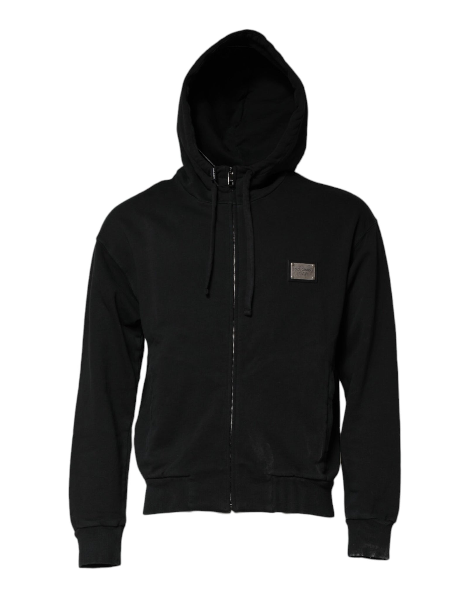 Dolce &amp; Gabbana Black Logo Full Zip Hooded Men Sweatshirt Sweater