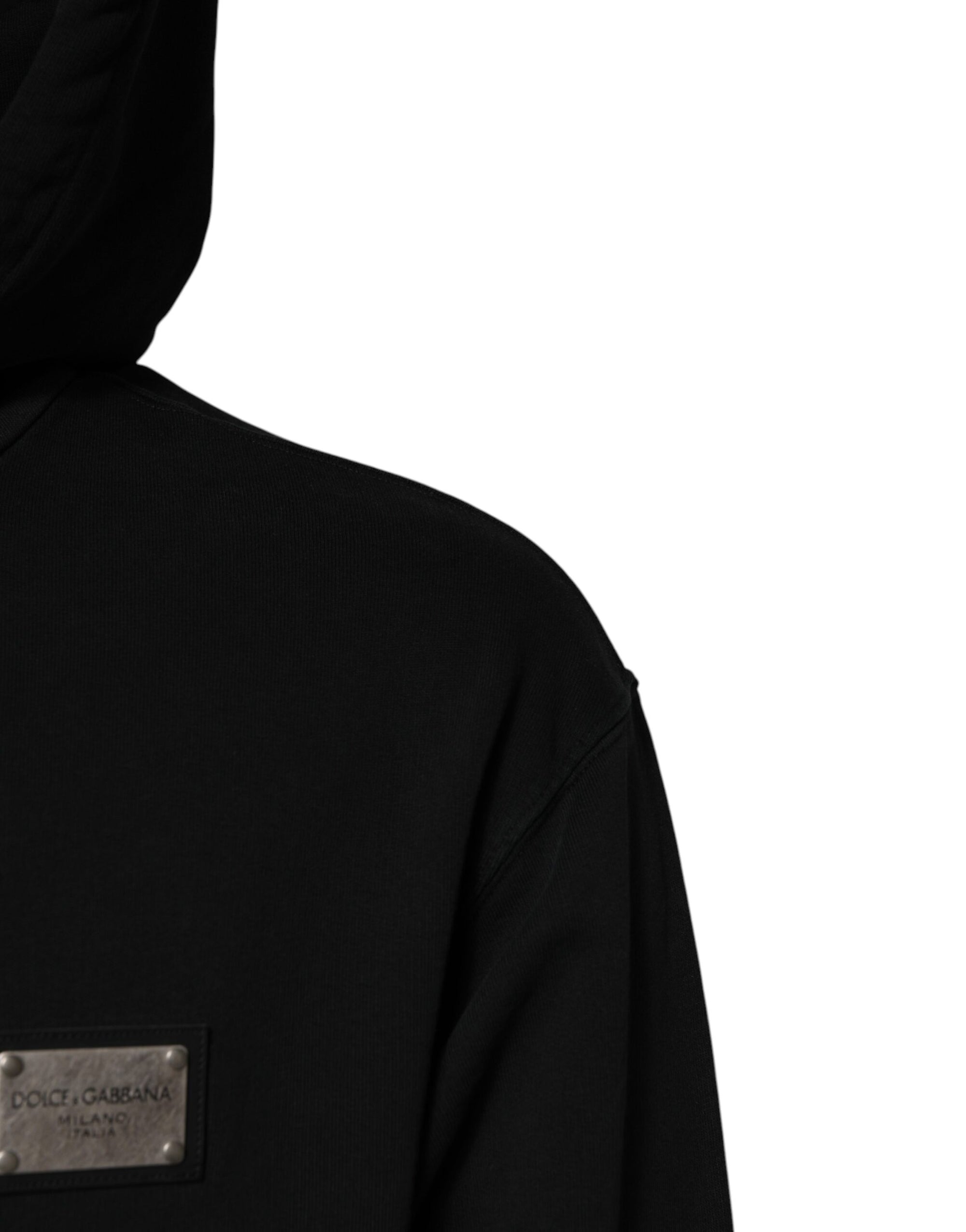 Dolce &amp; Gabbana Black Logo Full Zip Hooded Men Sweatshirt Sweater