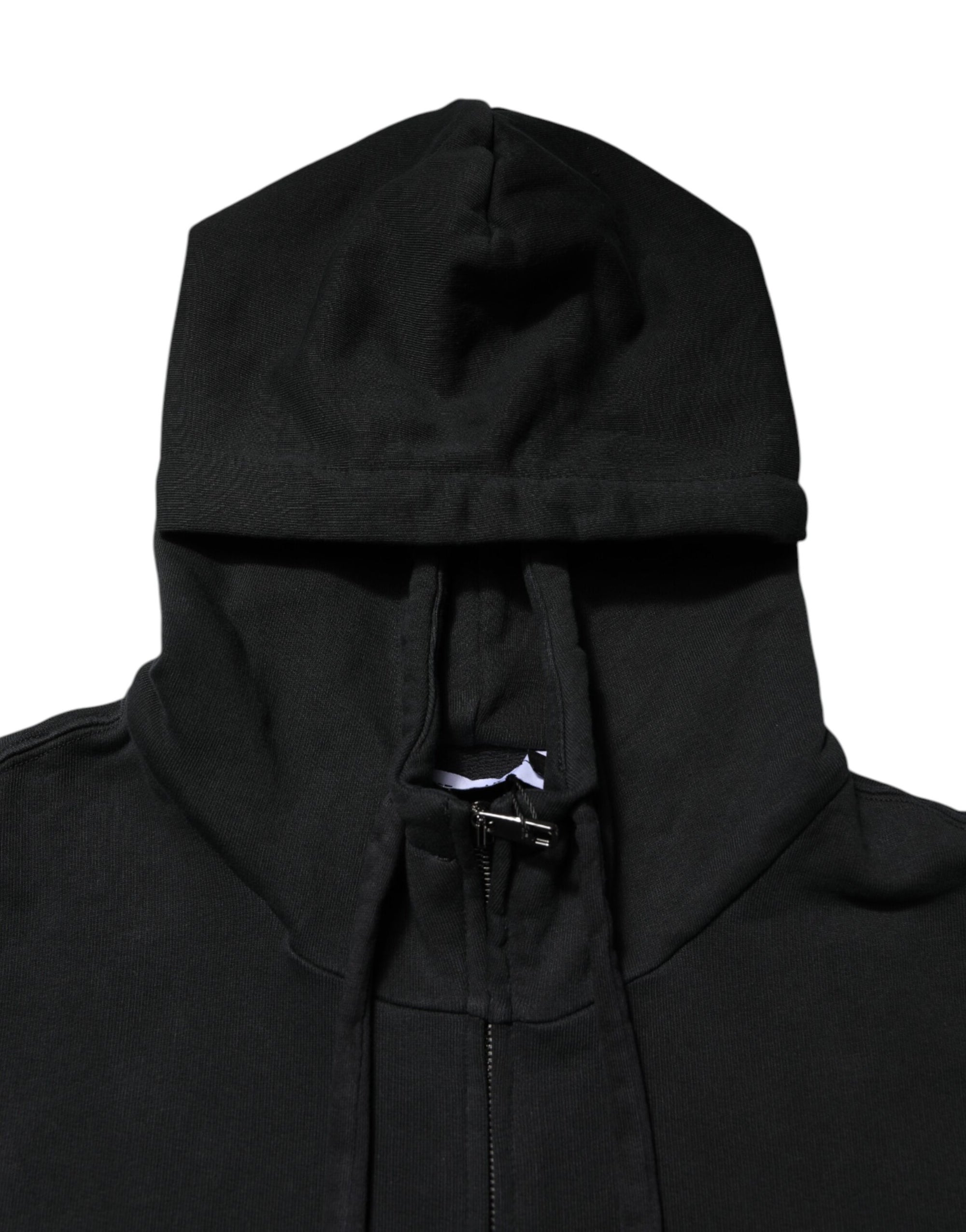 Dolce &amp; Gabbana Black Logo Full Zip Hooded Men Sweatshirt Sweater