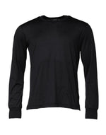 Dolce &amp; Gabbana Dark Blue Silk Crew Neck Men Pullover Sweater