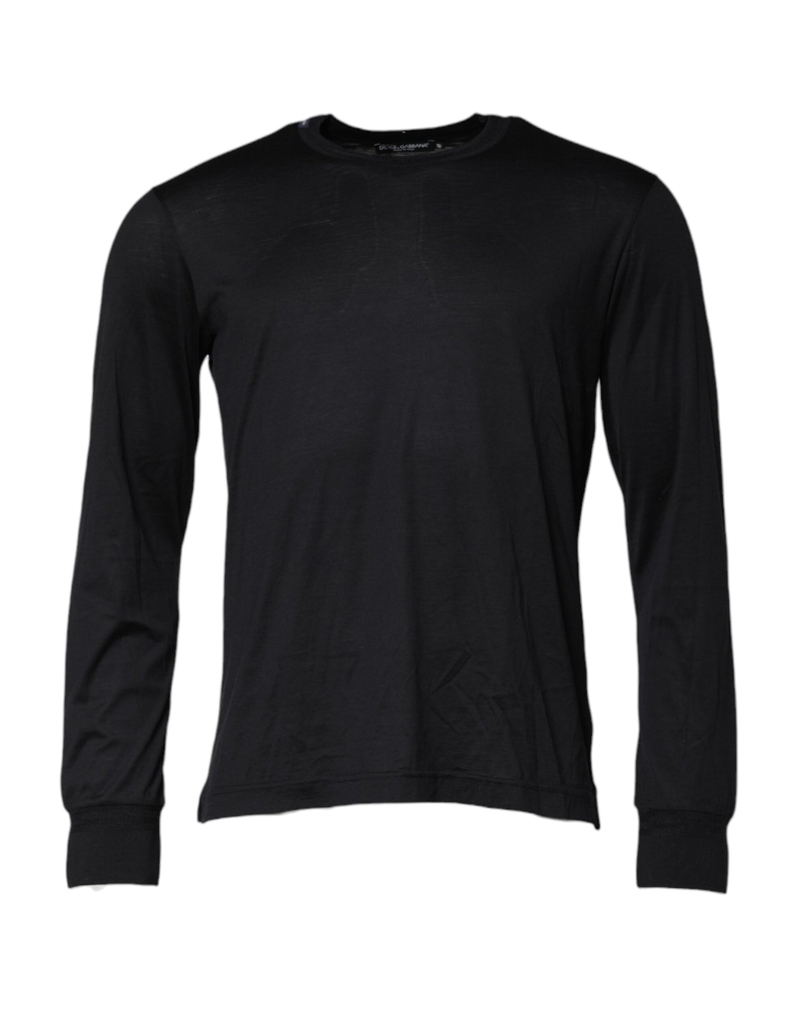Dolce &amp; Gabbana Dark Blue Silk Crew Neck Men Pullover Sweater