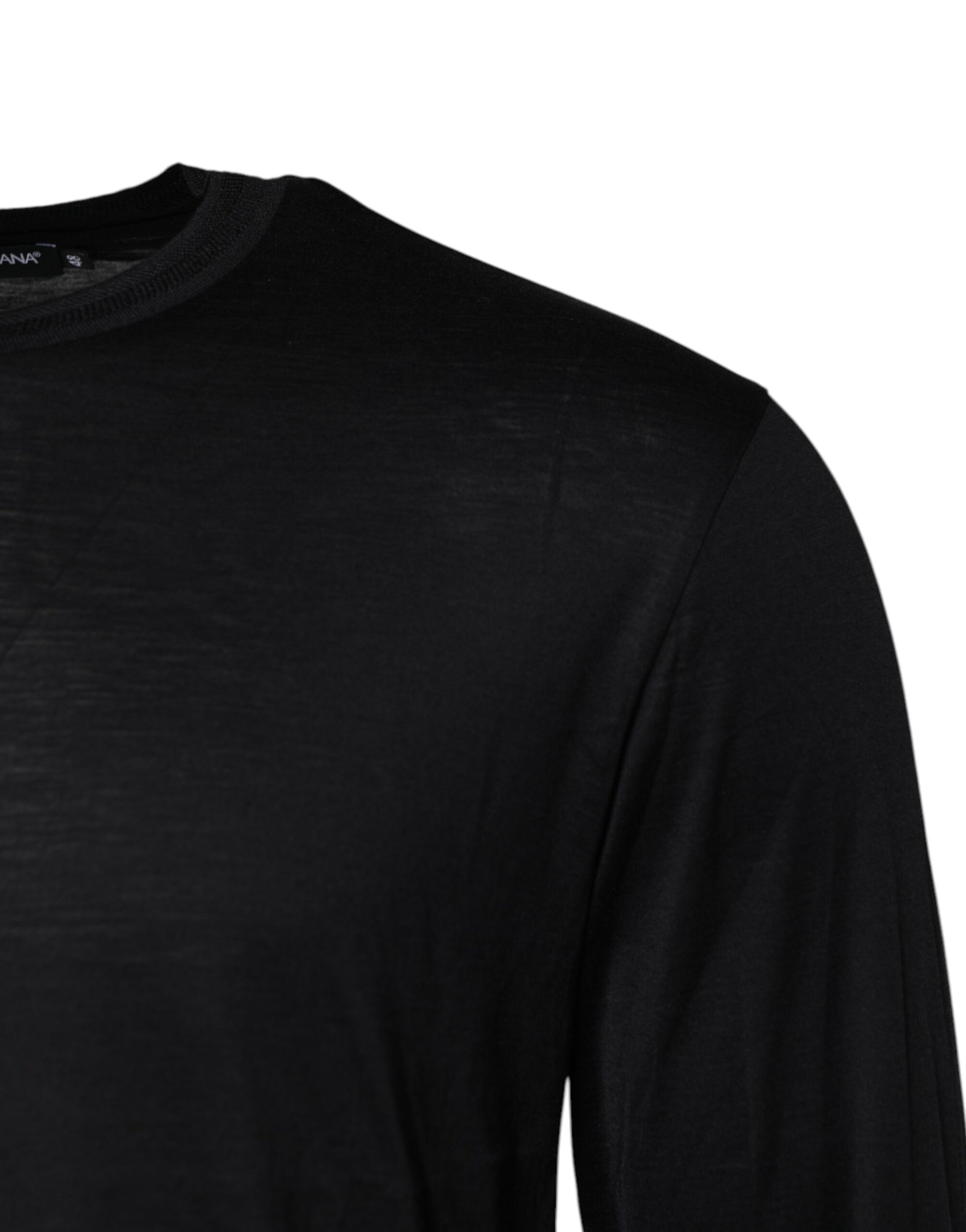 Dolce &amp; Gabbana Dark Blue Silk Crew Neck Men Pullover Sweater