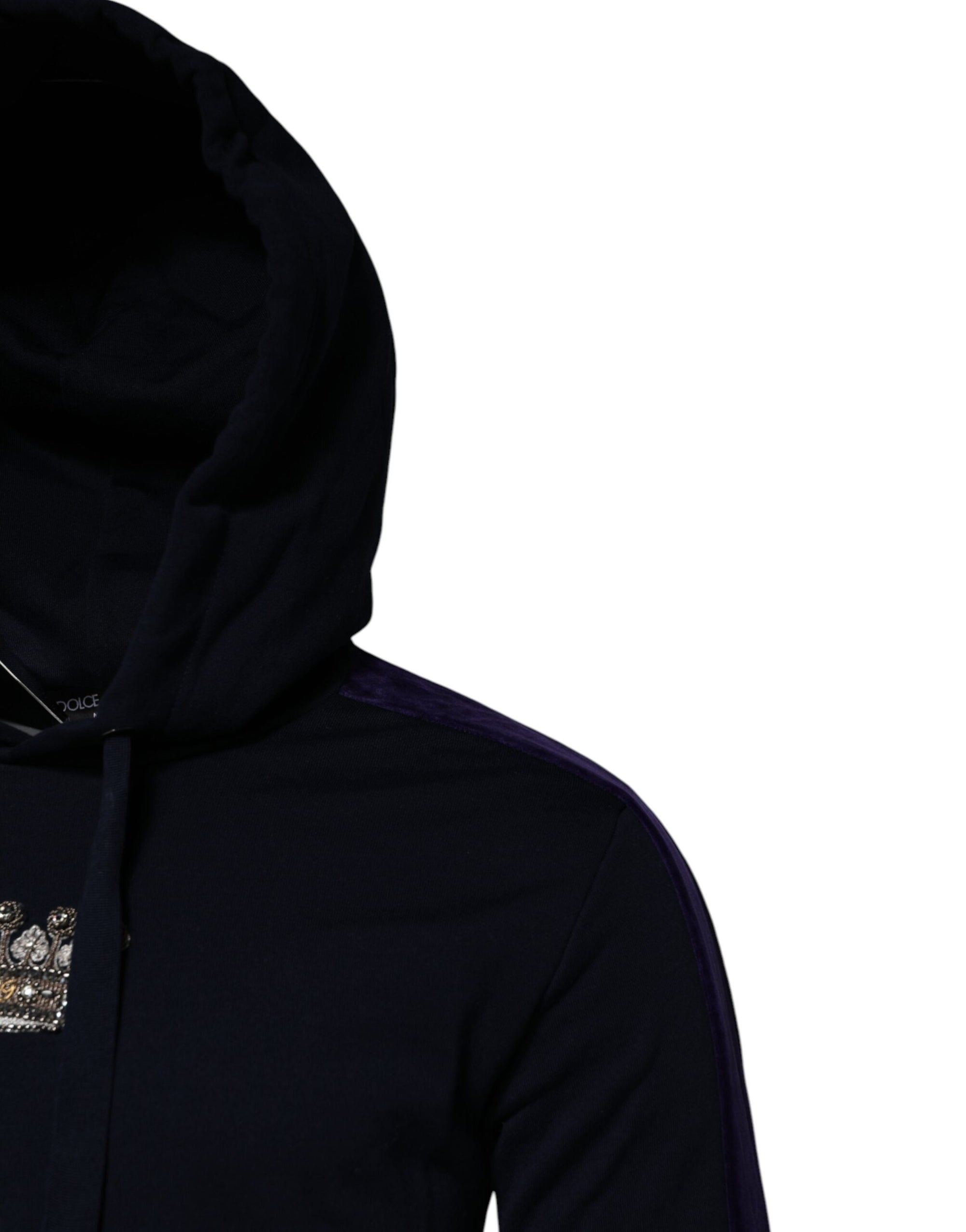 Dolce &amp; Gabbana Black Crown Cotton Hooded Sweatshirt Sweater