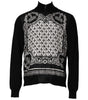 Dolce &amp; Gabbana Black White Bandana Print Full Zip Sweater