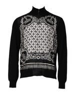 Dolce &amp; Gabbana Black White Bandana Print Full Zip Sweater