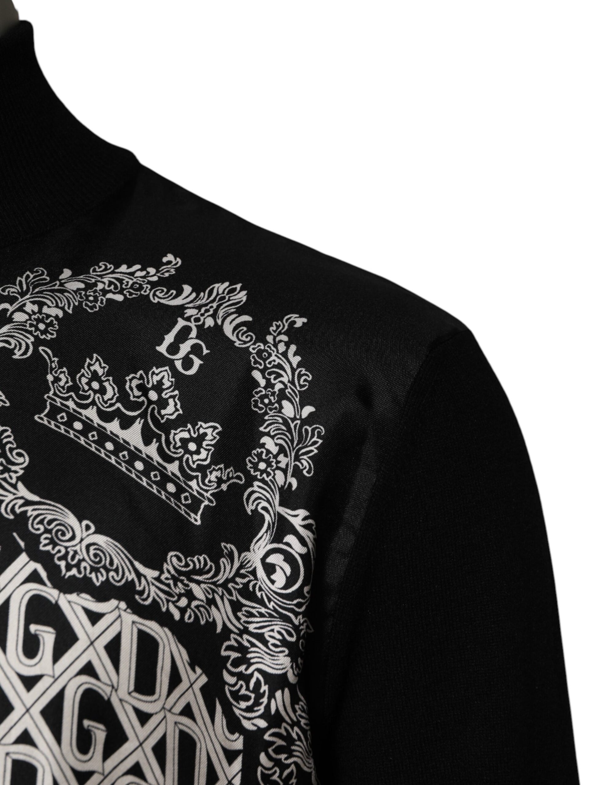 Dolce &amp; Gabbana Black White Bandana Print Full Zip Sweater