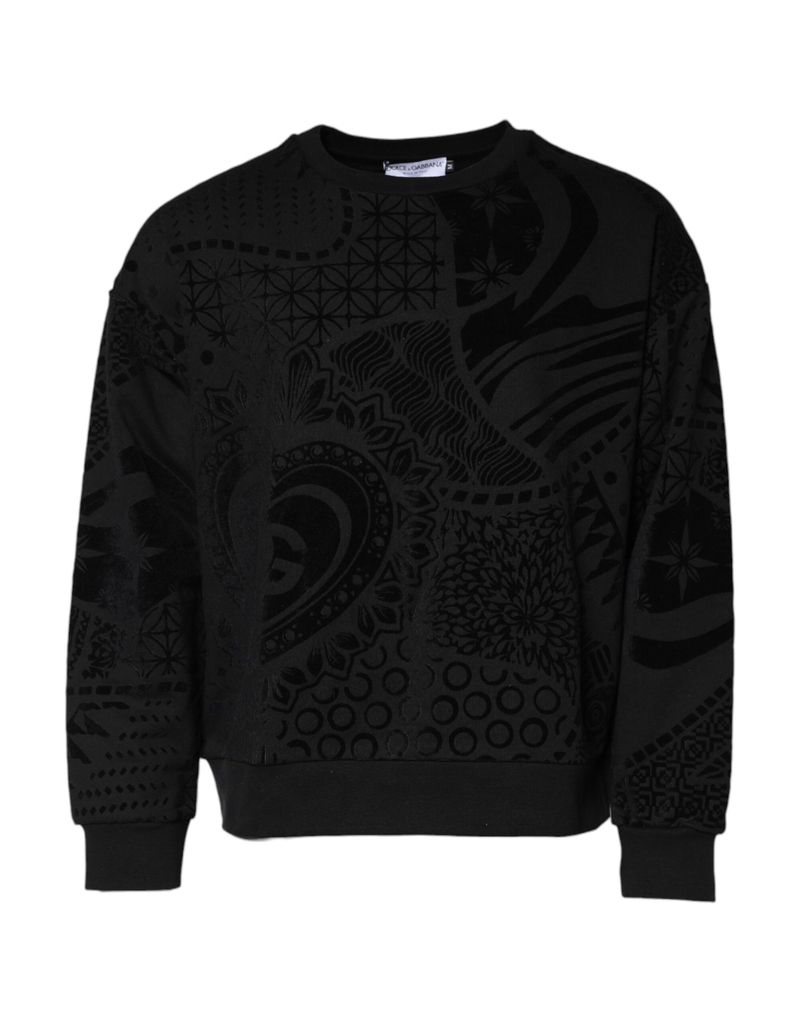 Dolce &amp; Gabbana Black Printed Crew Neck Sweatshirt Sweater