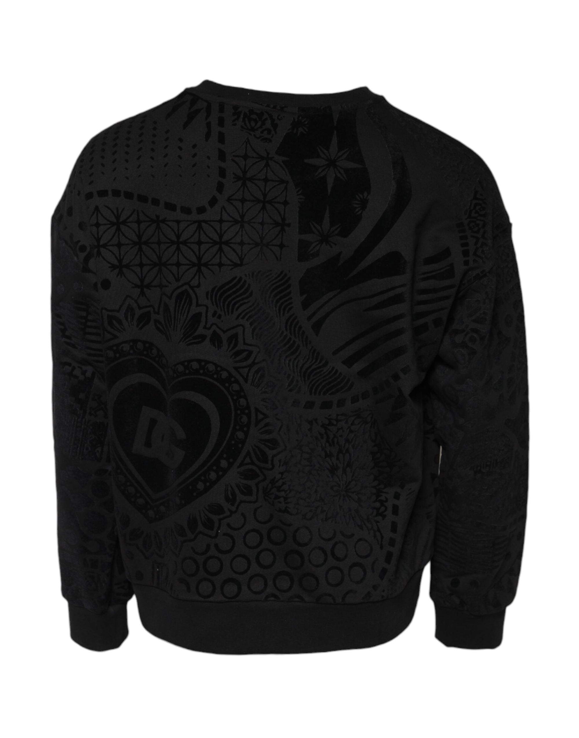 Dolce &amp; Gabbana Black Printed Crew Neck Sweatshirt Sweater