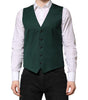 Dolce & Gabbana Green Wool Dress Formal Men Waistcoat Vest