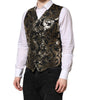 Dolce & Gabbana Black Gold Jacquard Formal Men Waistcoat Vest