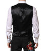 Dolce & Gabbana Black Gold Jacquard Formal Men Waistcoat Vest