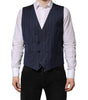 Dolce & Gabbana Blue Stripes Wool Formal Men Waistcoat Vest