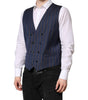 Dolce & Gabbana Blue Stripes Wool Formal Men Waistcoat Vest