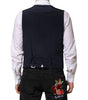 Dolce & Gabbana Blue Stripes Wool Formal Men Waistcoat Vest
