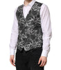 Dolce & Gabbana Black Gray Brocade Formal Men Waistcoat Vest