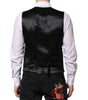 Dolce & Gabbana Black Gray Brocade Formal Men Waistcoat Vest