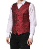 Dolce & Gabbana Red Floral Brocade Formal Men Waistcoat Vest