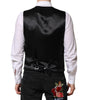 Dolce & Gabbana Red Floral Brocade Formal Men Waistcoat Vest