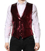 Dolce & Gabbana Red Sequined Dress Formal Men Waistcoat Vest