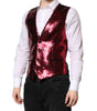 Dolce & Gabbana Red Sequined Dress Formal Men Waistcoat Vest