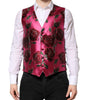 Dolce & Gabbana Pink Floral Satin Formal Men Waistcoat Vest