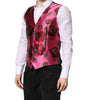 Dolce & Gabbana Pink Floral Satin Formal Men Waistcoat Vest