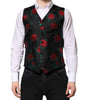 Dolce & Gabbana Red Floral Brocade Formal Men Waistcoat Vest