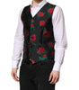 Dolce & Gabbana Red Floral Brocade Formal Men Waistcoat Vest