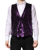 Dolce &amp; Gabbana Purple Sequined Dress Formal Waistcoat Vest
