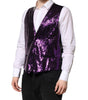 Dolce &amp; Gabbana Purple Sequined Dress Formal Waistcoat Vest