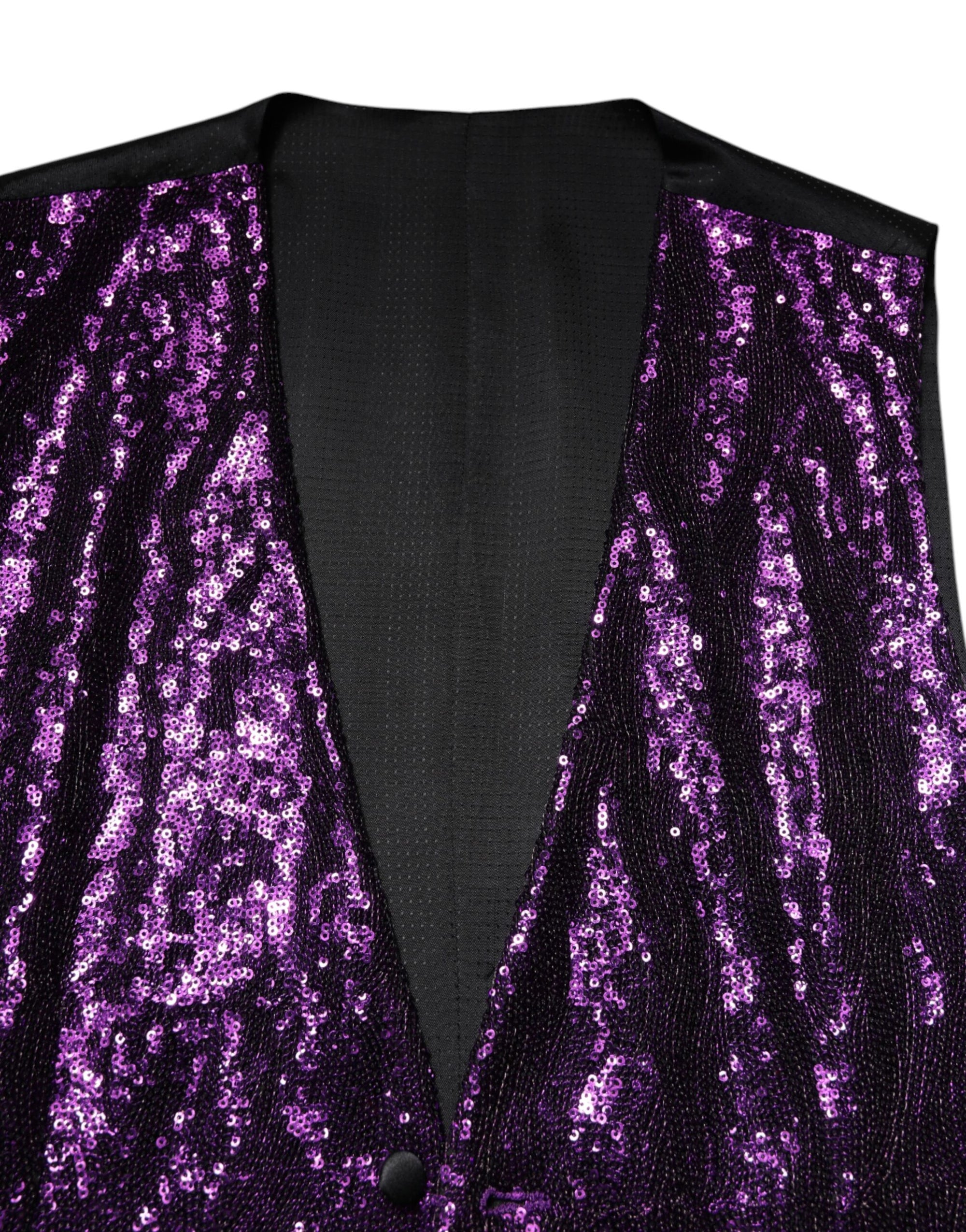 Dolce &amp; Gabbana Purple Sequined Dress Formal Waistcoat Vest