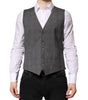 Dolce & Gabbana Gray Plaid Wool Formal Dress Waistcoat Vest