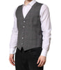 Dolce & Gabbana Gray Plaid Wool Formal Dress Waistcoat Vest