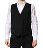 Dolce & Gabbana Black Wool Dress Formal Men Waistcoat Vest