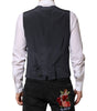 Dolce & Gabbana Gray Plaid Wool Formal Dress Waistcoat Vest